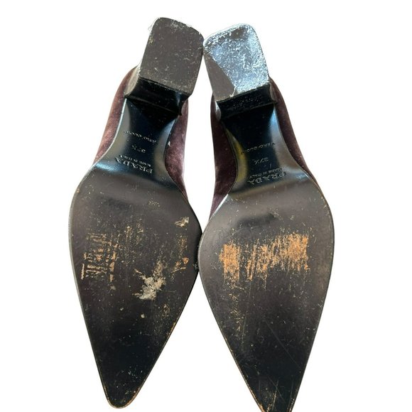 Prada Women's Brown Velvet 4" Heel Pumps Size 37 1/2 Vero Cucio Made in Italy - Picture 7 of 9